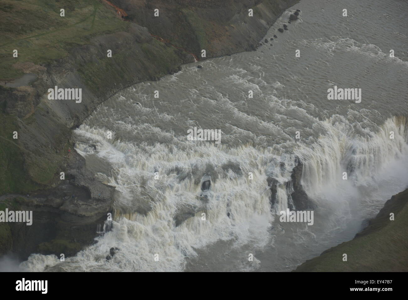 Gullfoss veduta aerea Foto Stock