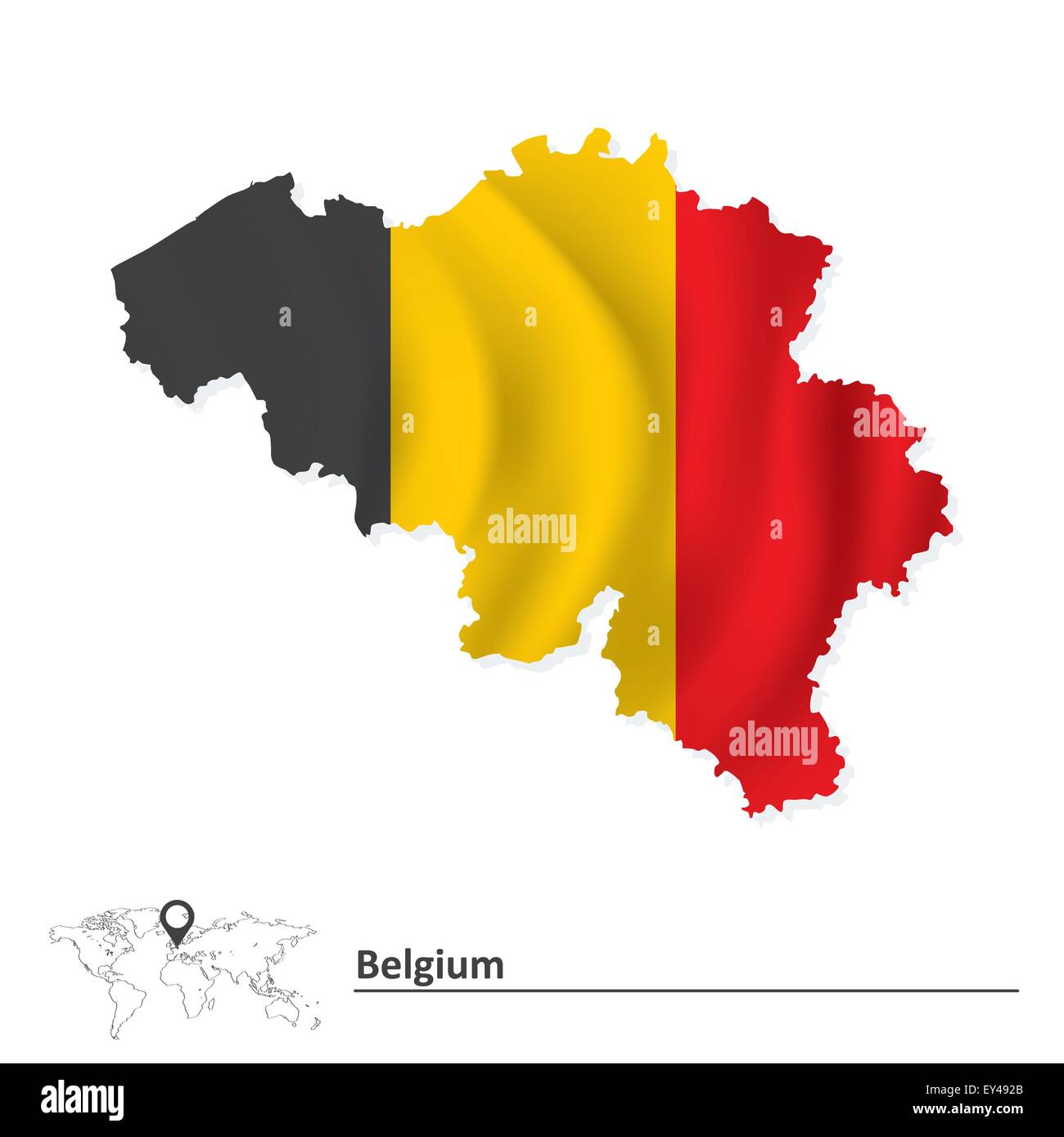 Mappa del Belgio con la bandiera - illustrazione vettoriale Illustrazione Vettoriale