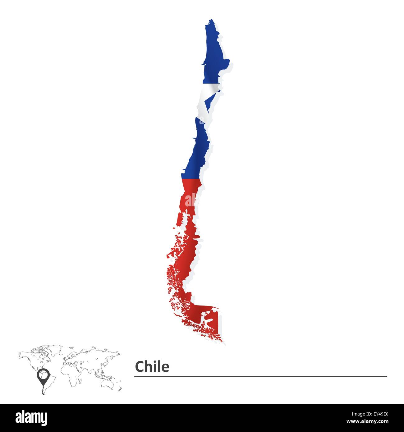 Mappa di Cile con bandiera - illustrazione vettoriale Illustrazione Vettoriale