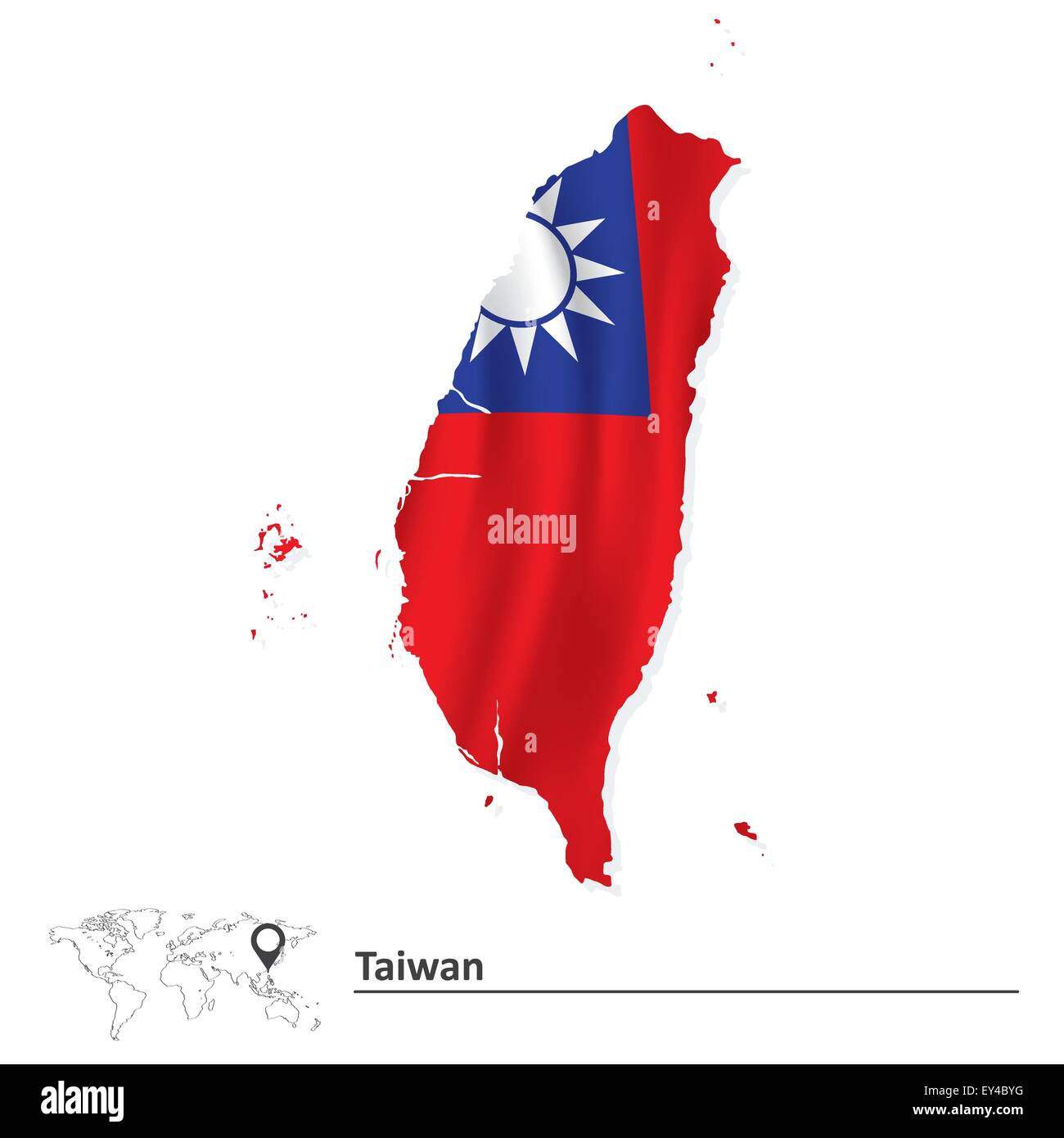 Mappa di Taiwan con bandiera - illustrazione vettoriale Illustrazione Vettoriale
