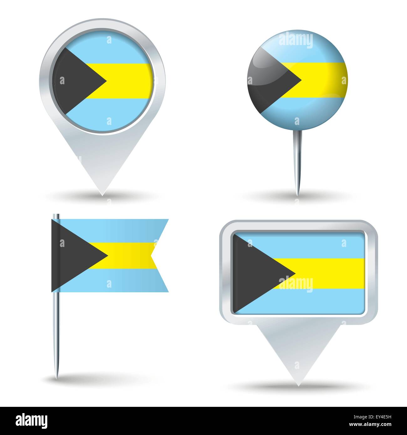 Mappa pins con bandiera delle Bahamas - illustrazione vettoriale Illustrazione Vettoriale