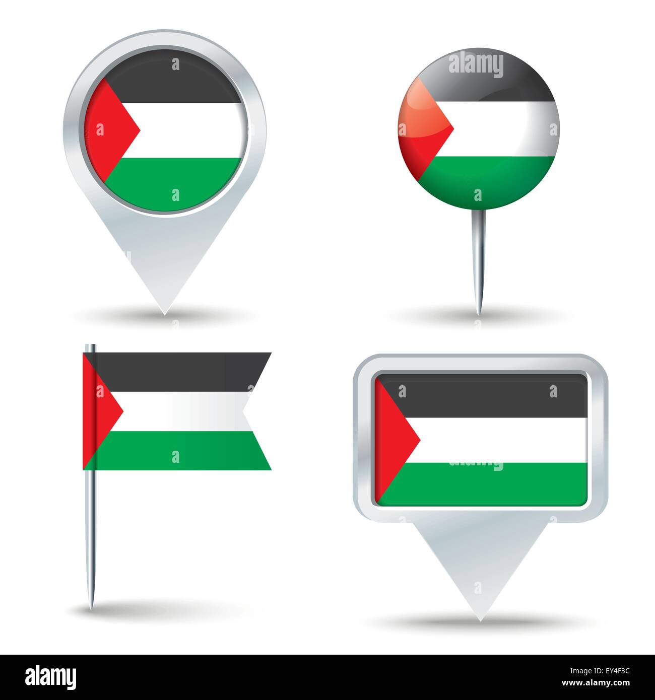 Mappa pins con bandiera della striscia di Gaza - illustrazione vettoriale Illustrazione Vettoriale