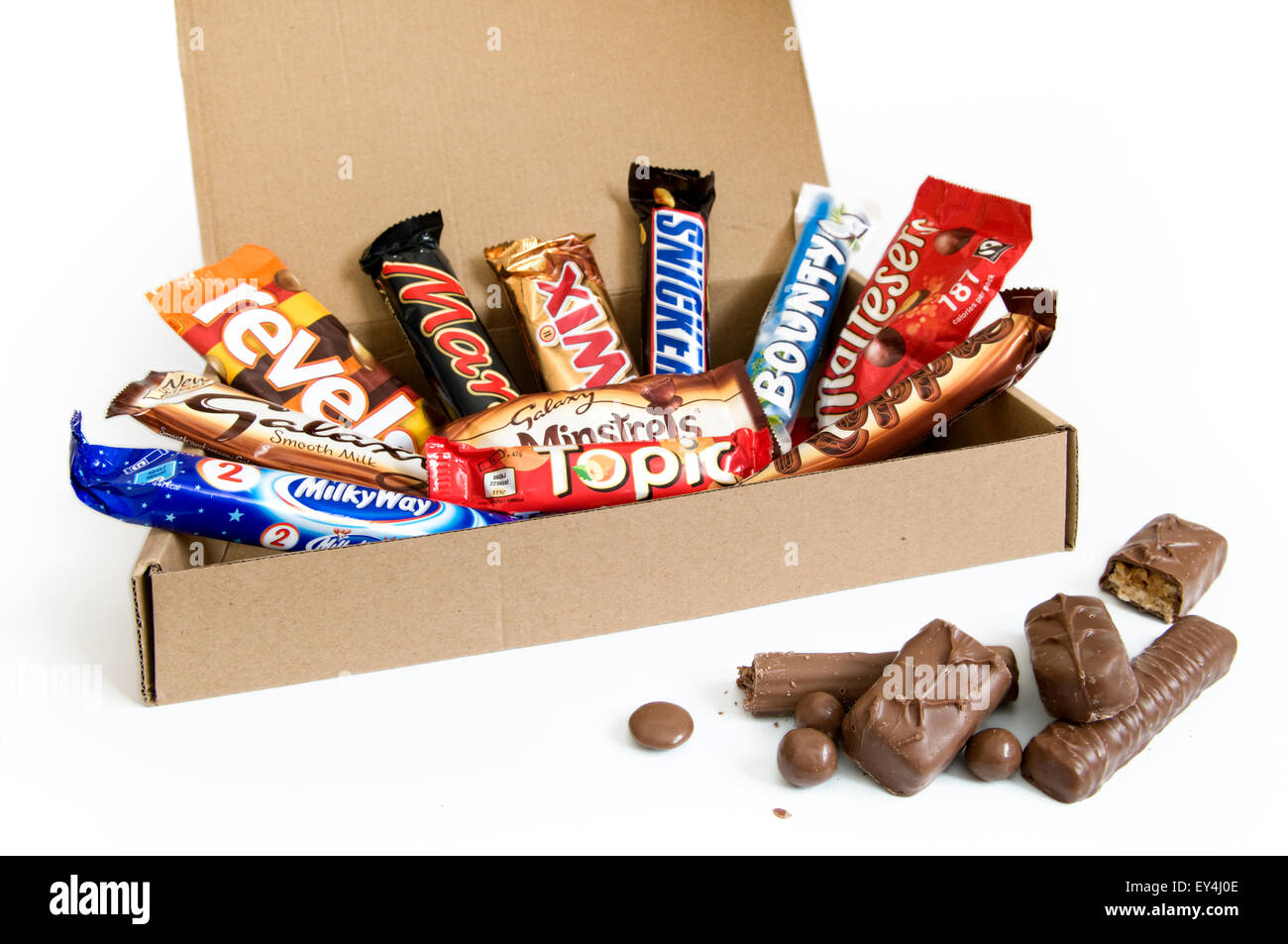 Una scatola di cioccolato Mars la selezione della barra Foto Stock