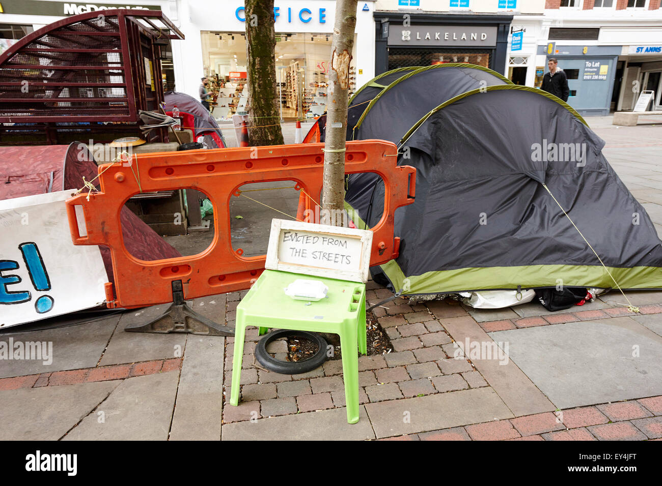 Manchester, Regno Unito. 21 Luglio, 2015. senzatetto protesta in Manchester UK Credit: Radharc Immagini/Alamy Live News Foto Stock