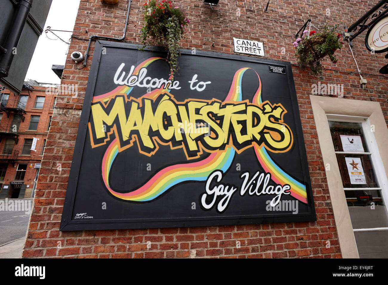 Canal Street Manchester gay village England Regno Unito Foto Stock