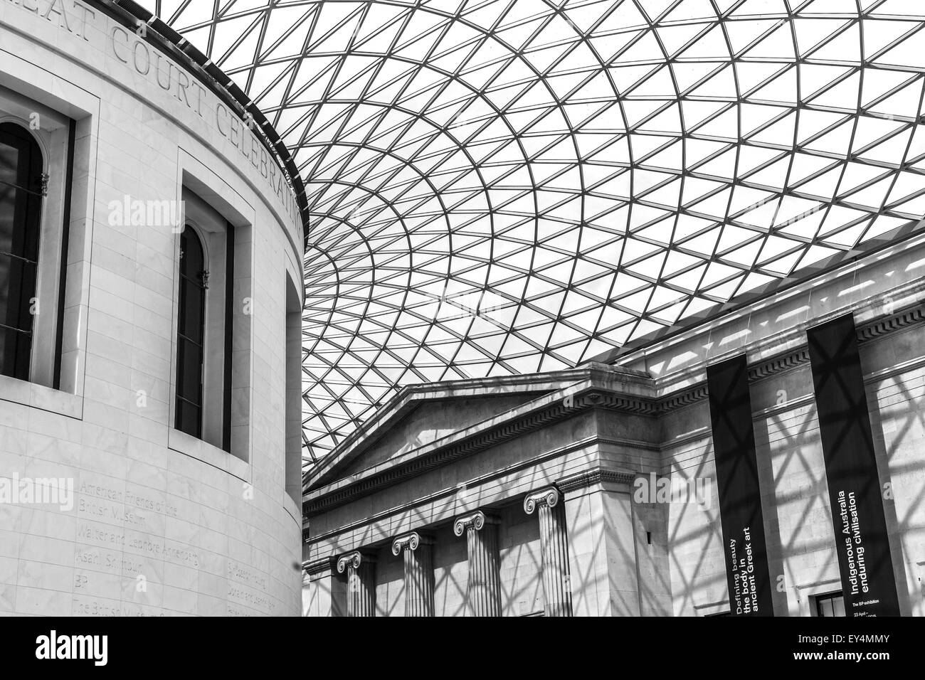 British museum tetto di vetro, Great Court, Londra, Inghilterra, Regno Unito Foto Stock