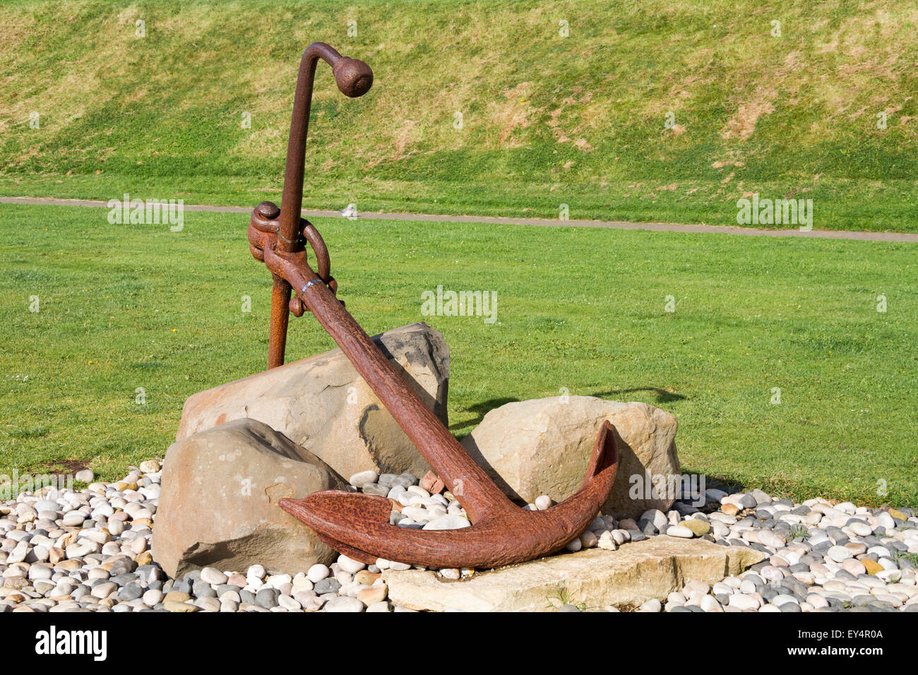 Funzione di ancoraggio sul lungomare, Filey North Yorkshire Regno Unito Foto Stock