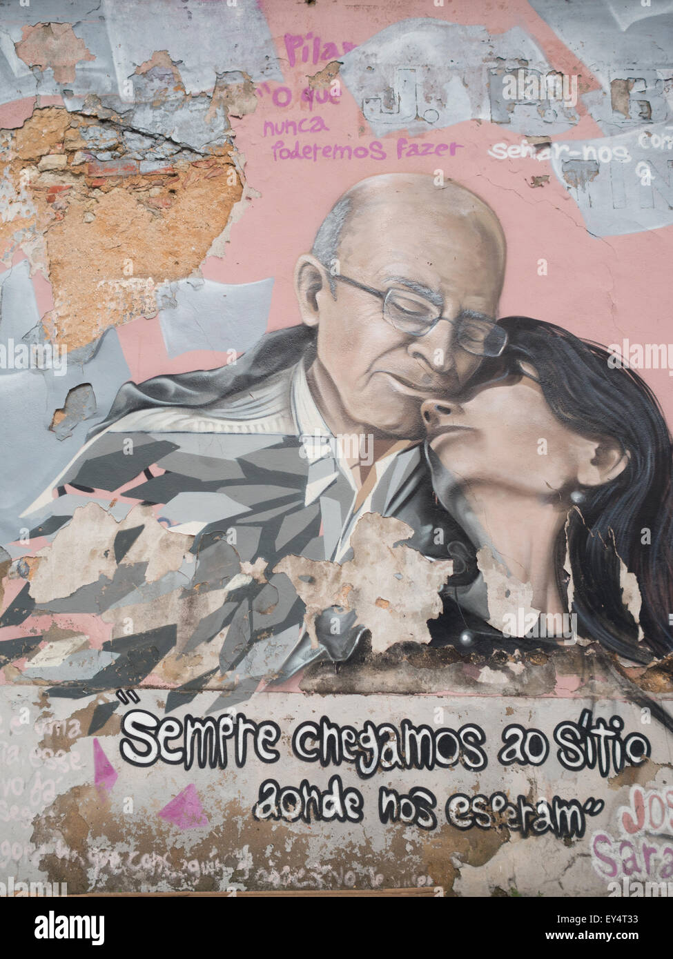 José Saramago graffiti Foto Stock