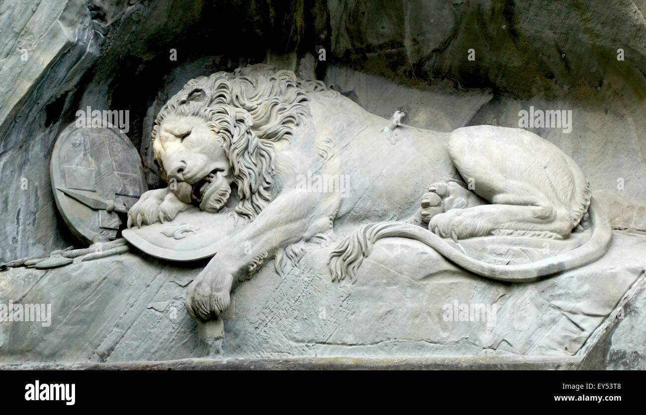 Chiudere il Monumento del Leone a Lucerna, Svizzera Foto Stock