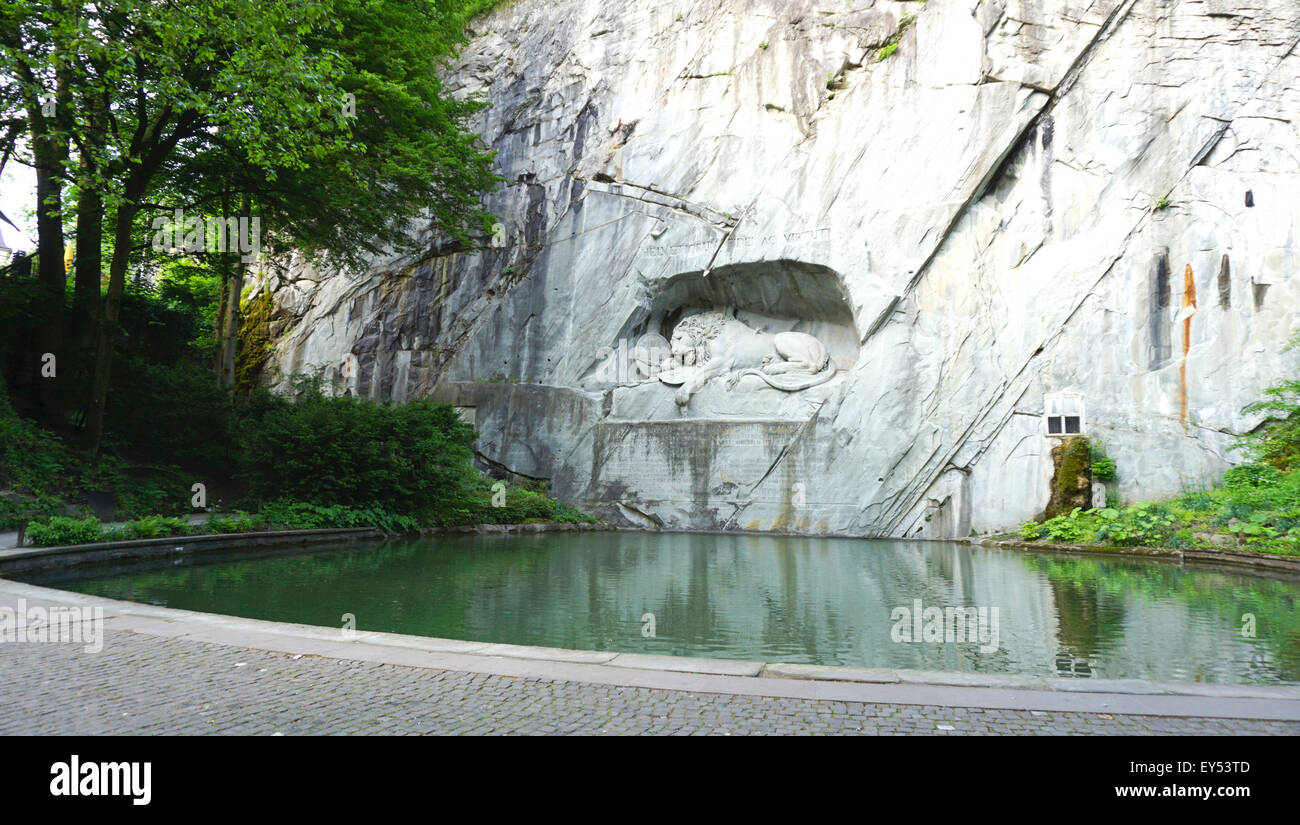 Morendo il monumento del leone segno distintivo di Lucerna, Svizzera Foto Stock