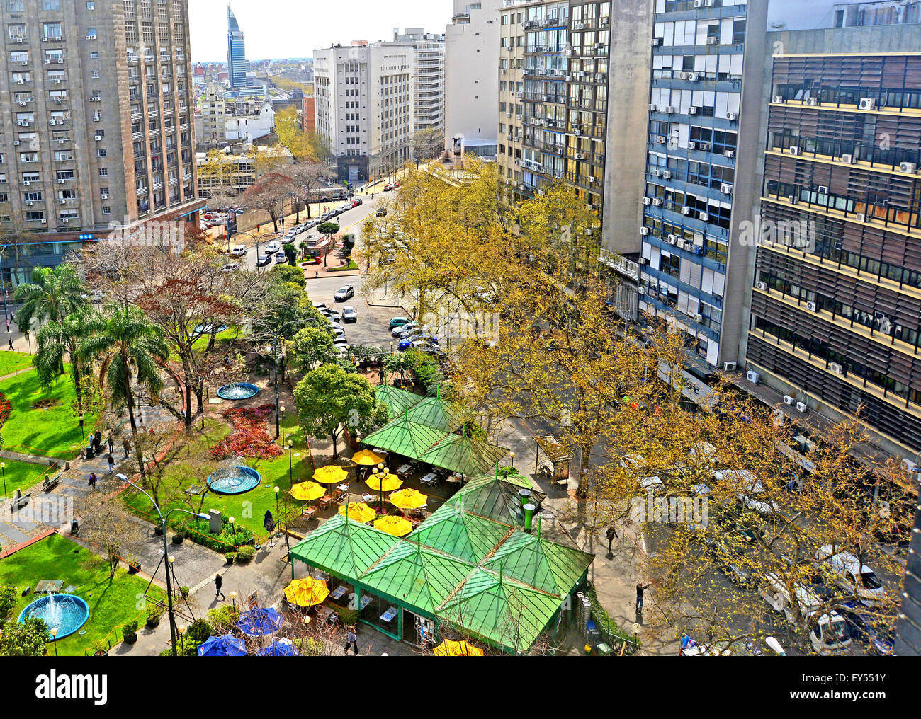 Vista aerea su Plaza Fabini Montevideo Uruguay Foto Stock
