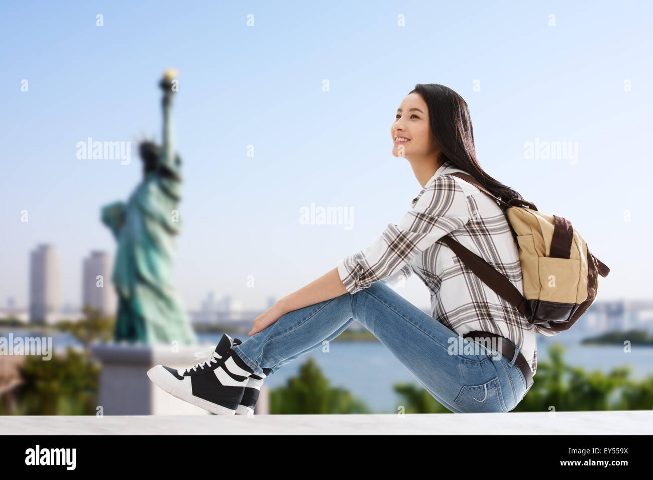 Giovane donna che viaggiano negli Stati Uniti Foto Stock