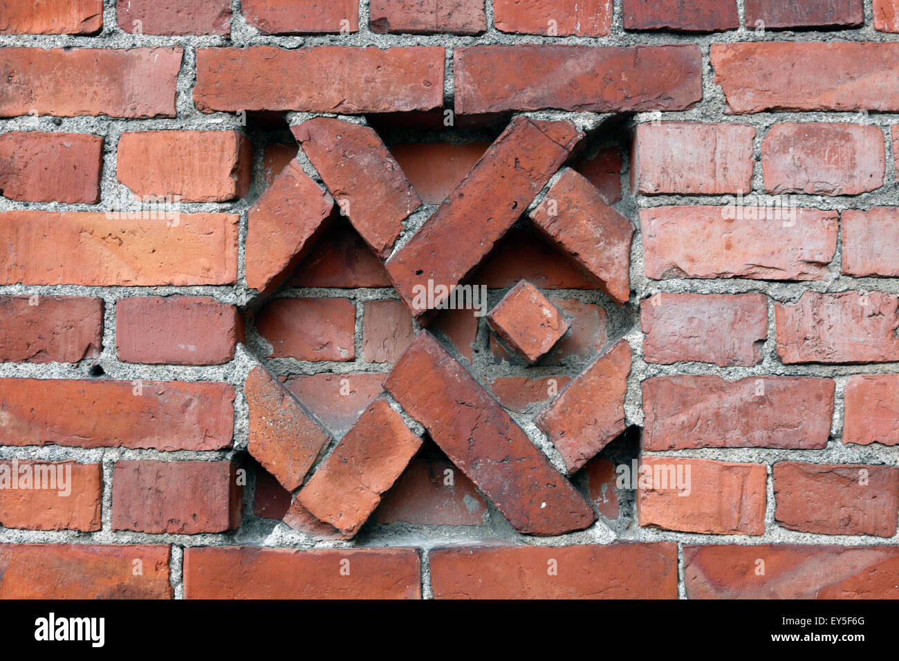 In mattoni rossi di dettaglio della parete Foto Stock