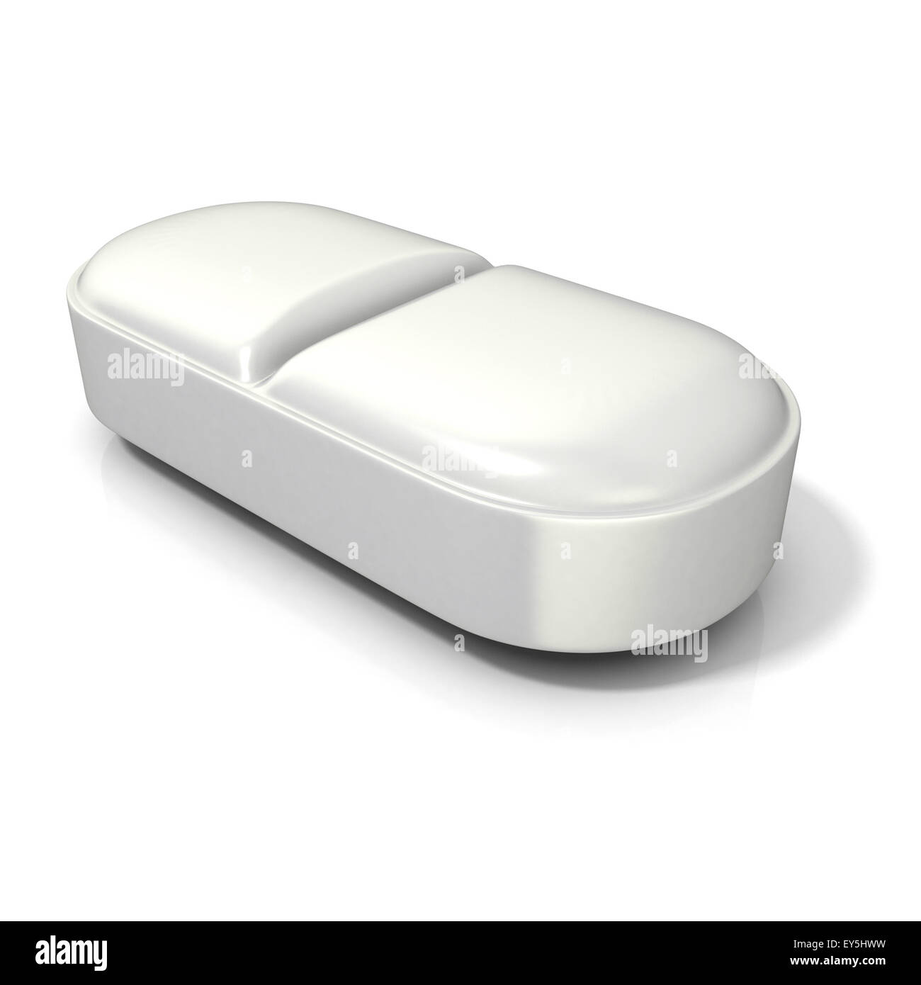 Bianco pillola di medicina - compressa. 3D render illustrazione isolati su sfondo bianco Foto Stock