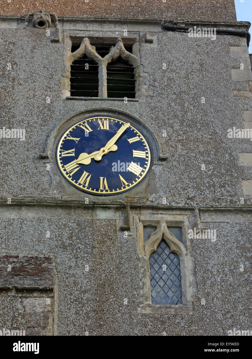 Clockface a St Marys, East Ilsley, Berkshire, Inghilterra, Regno Unito Foto Stock