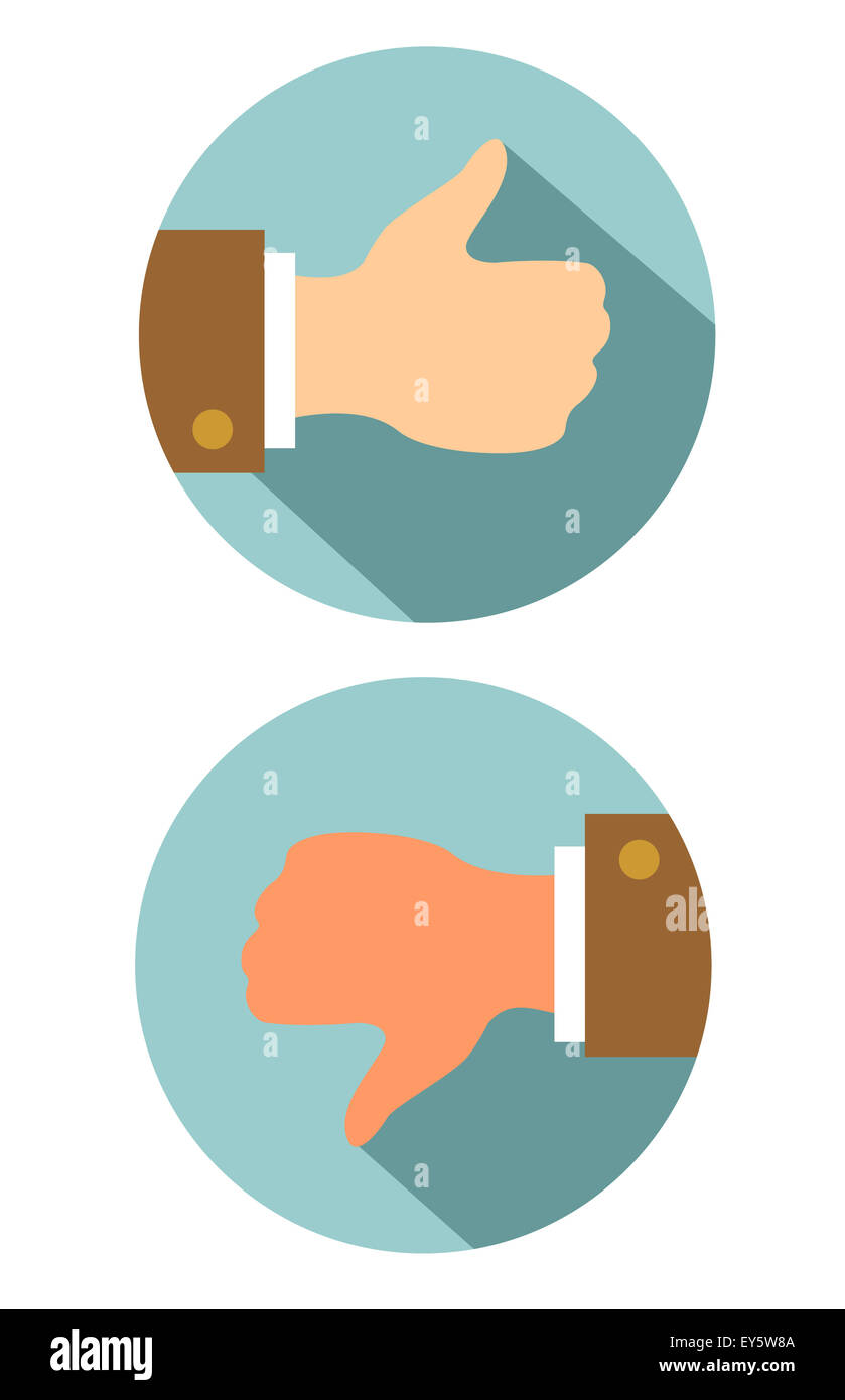 Thumbs up down tumb segno Foto Stock