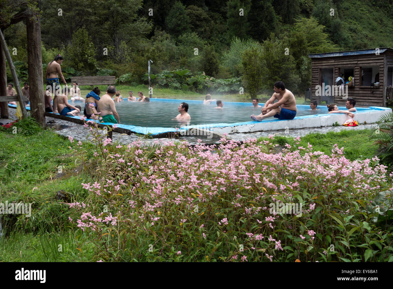 Amarillo hot springs. Nei pressi di Chaitén. Los Lagos regione. Cile Foto Stock