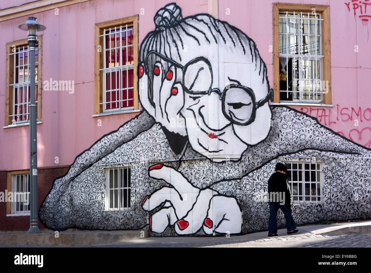 Graffiti. Valparaiso. Cile Foto Stock