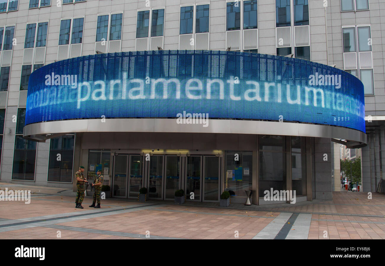 Edificio del Parlamento europeo a Bruxelles, in Belgio Foto Stock