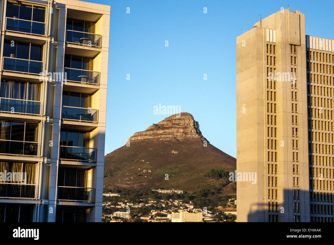 Città del Capo Sud Africa, Table Mountain National Park, Signal Hill, vista dal centro, edifici, SAfri150309002 Foto Stock