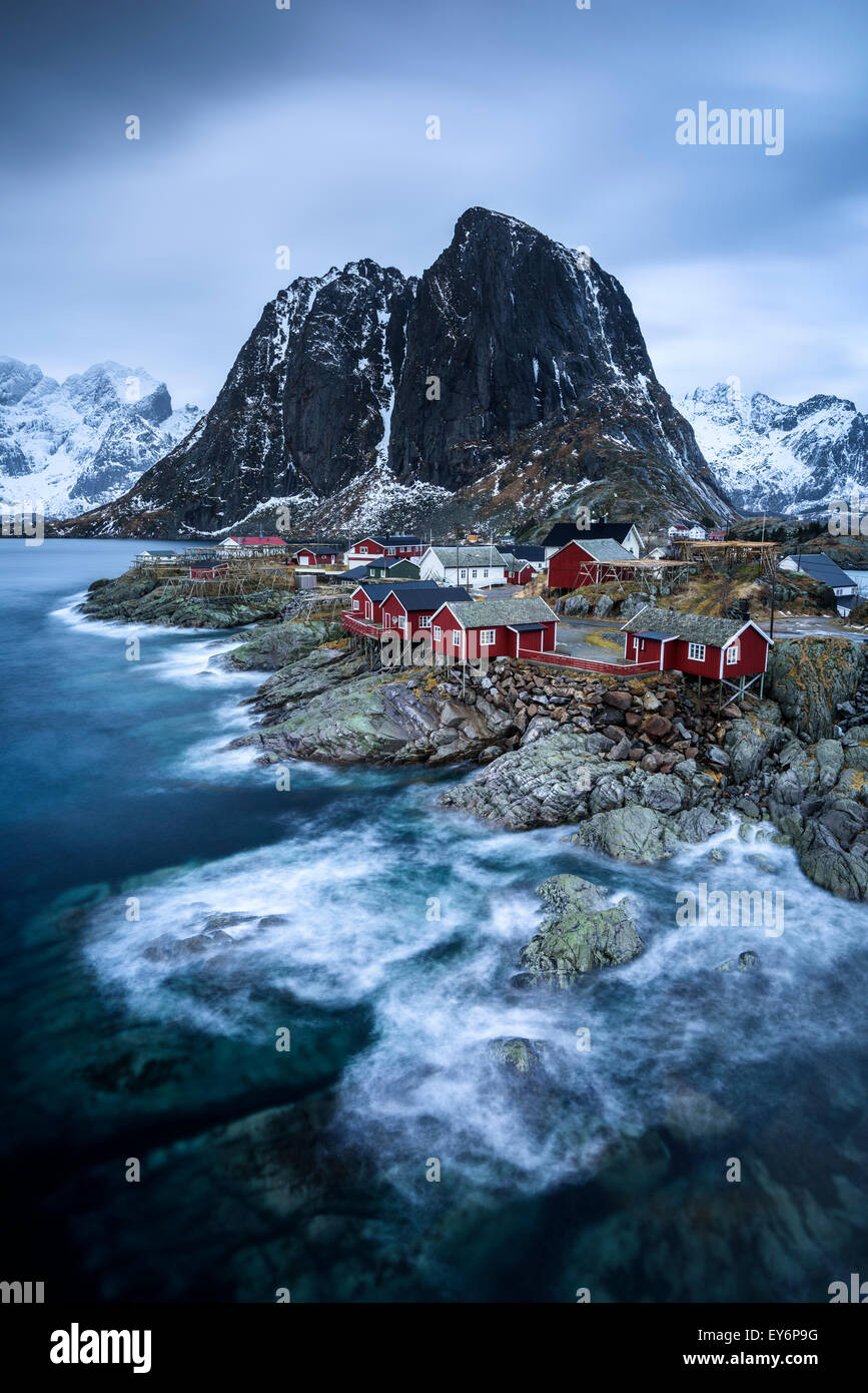 New Scenic 5 posti villaggio di Hamnøy, vicino a Reine, Moskenesøy, Isole Lofoten in Norvegia Foto Stock