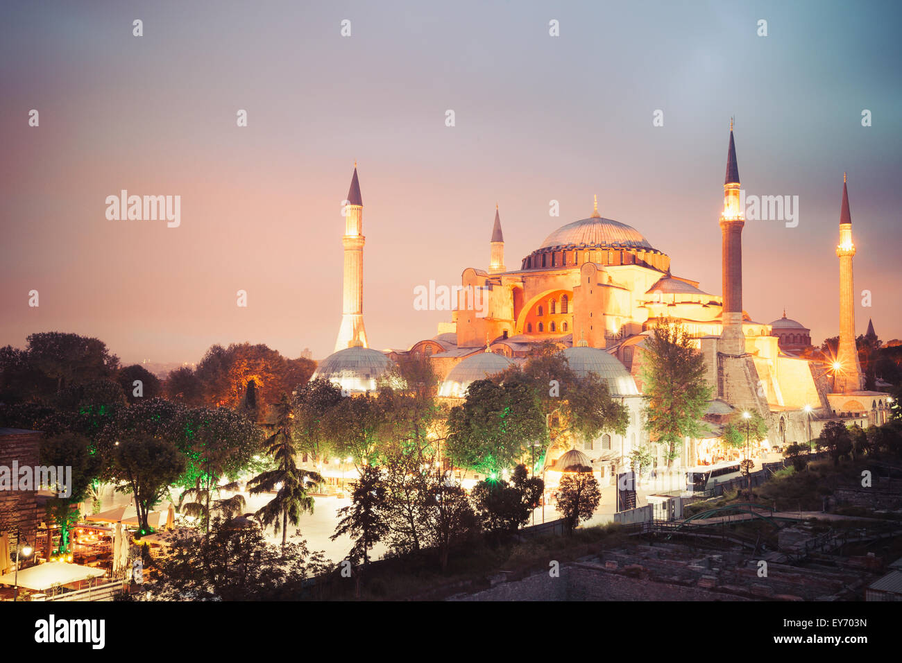 In stile vintage immagine del Museo Hagia Sophia in Istanbul, Turchia Foto Stock