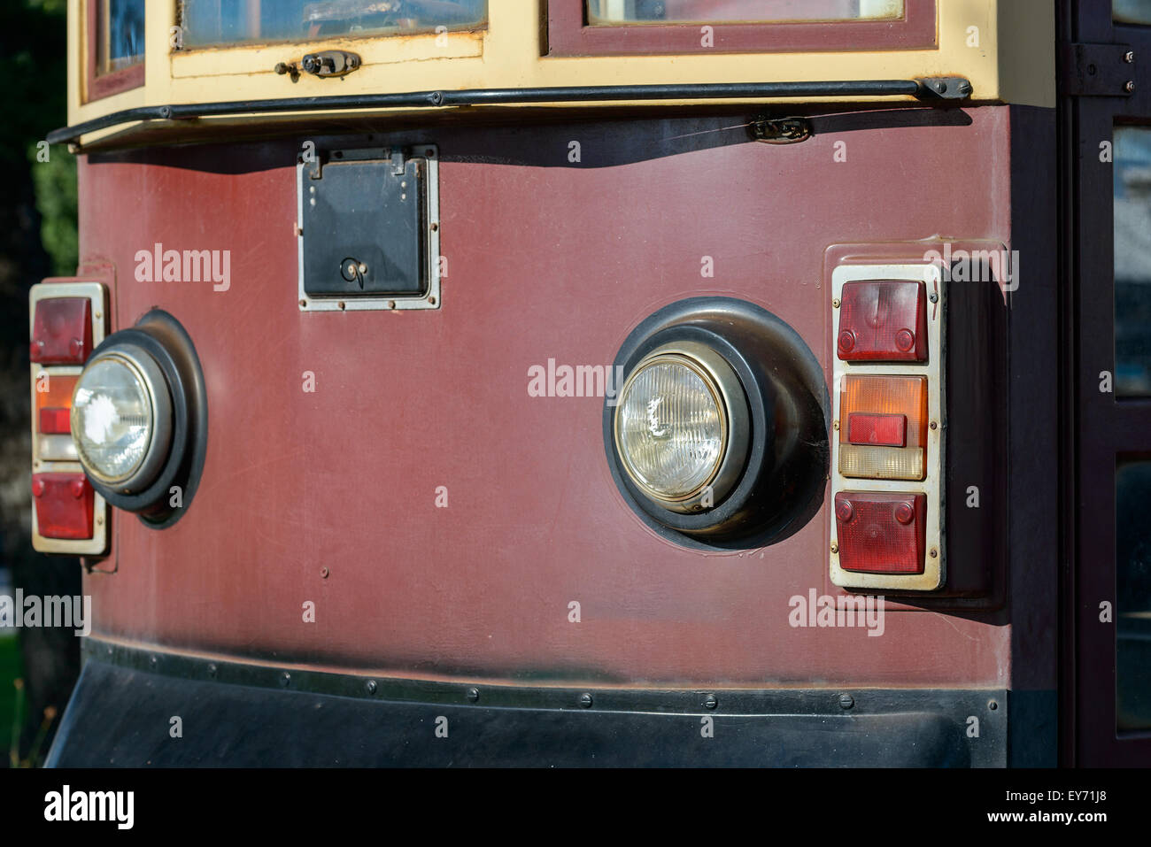Vintage tram. Vista frontale Foto Stock