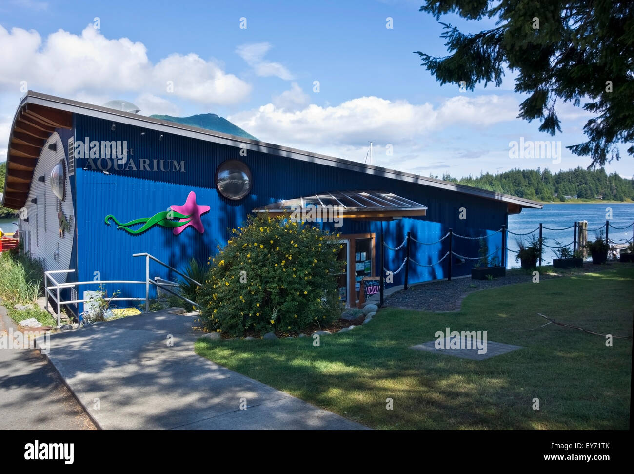 Ucluelet Aquarium edificio. Sulla costa occidentale dell'isola di Vancouver, British Columbia, Canada. Foto Stock