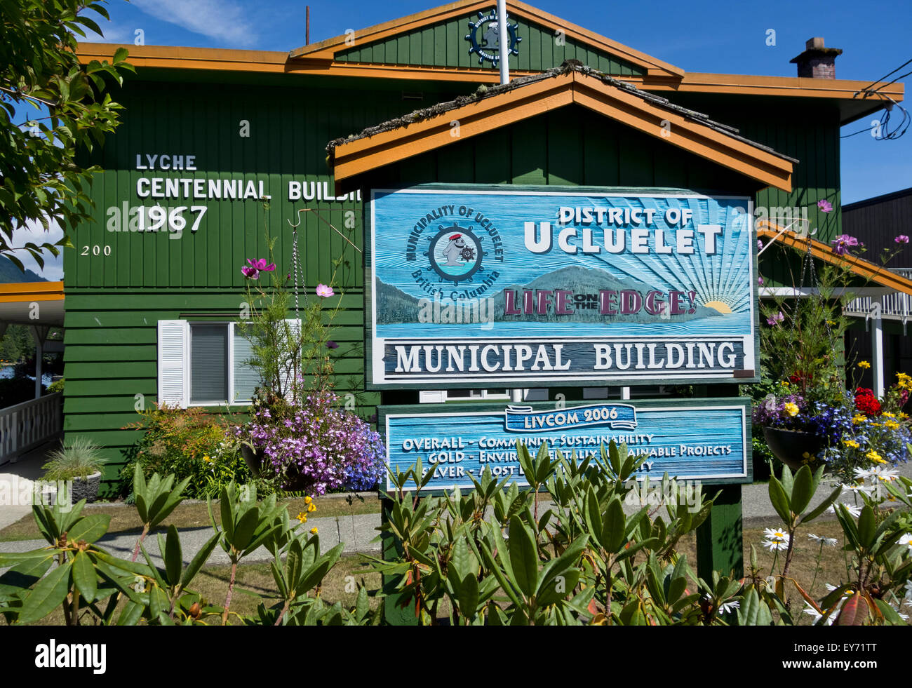 Ucluelet palazzo comunale. Piccola cittadina sulla costa ovest dell'isola di Vancouver, BC, Canada Foto Stock