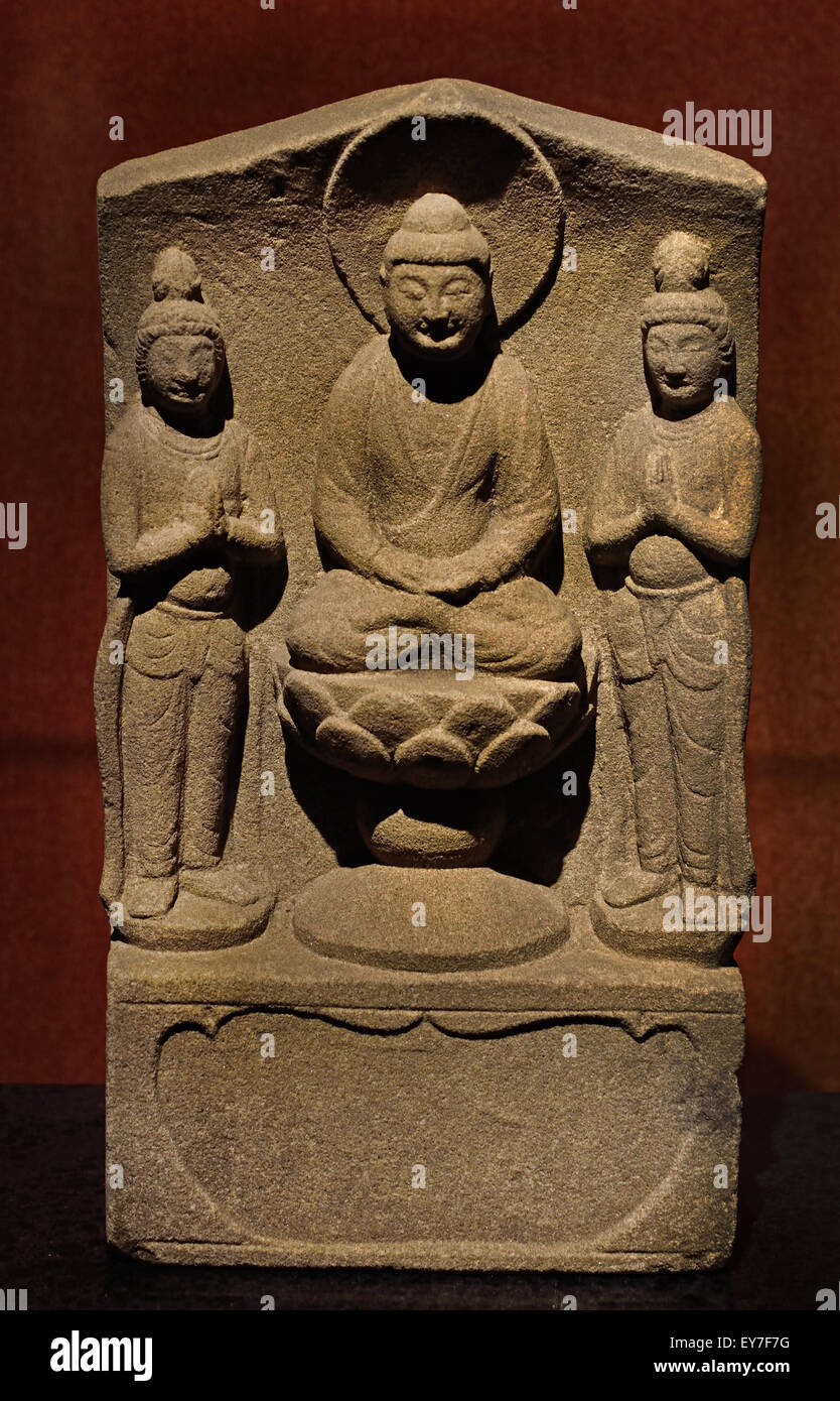 Il Buddha dinastia Tang (ad 618-690 e 705-907) al Museo di Shanghai di Antica Arte Cinese Cina Foto Stock