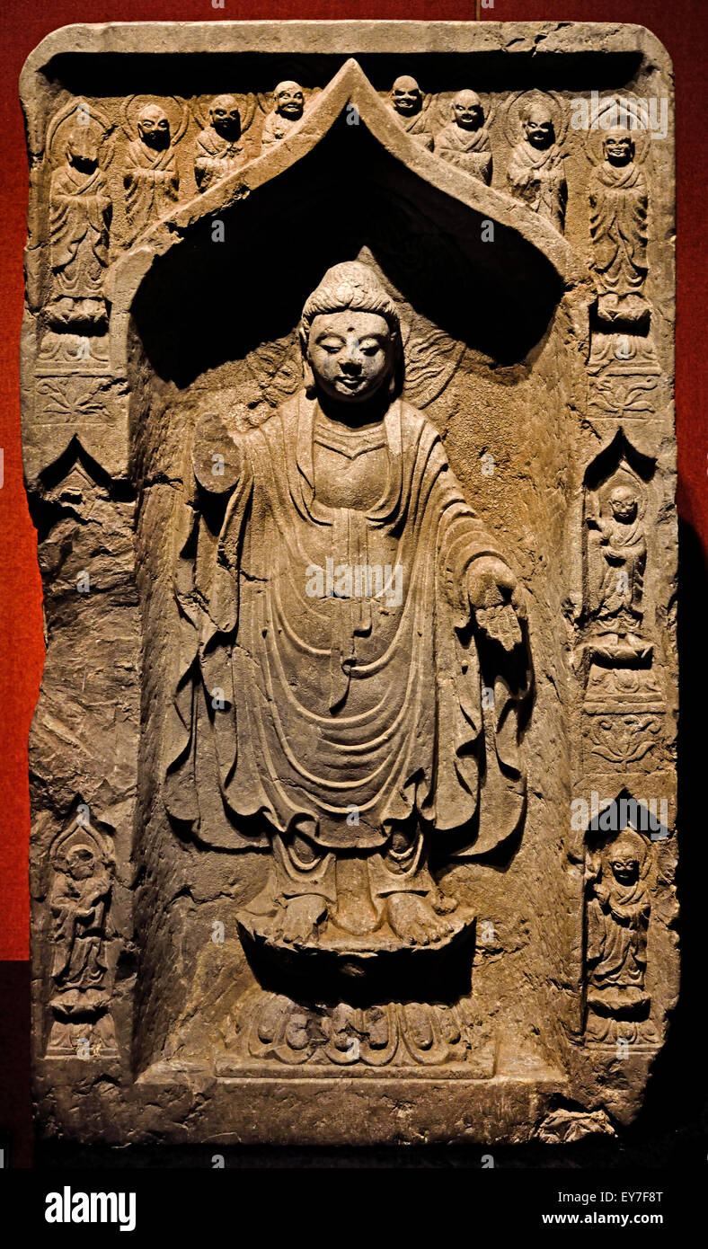 Tathagata Buddha, Northern Zhou (559 D.C.) al Museo di Shanghai di Antica Arte Cinese Cina Foto Stock