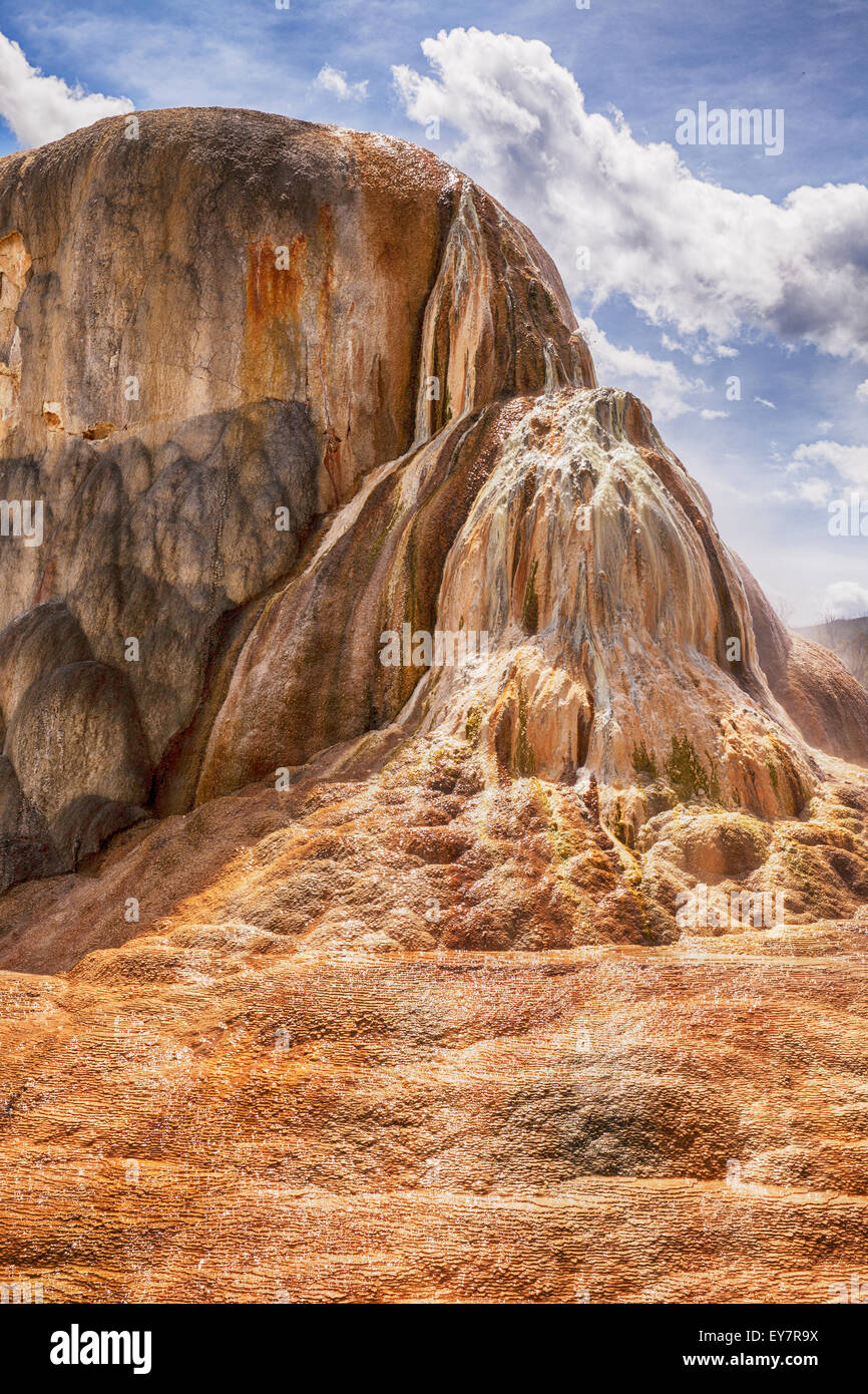 Arancione tumulo di Primavera nel Parco Nazionale di Yellowstone Foto Stock