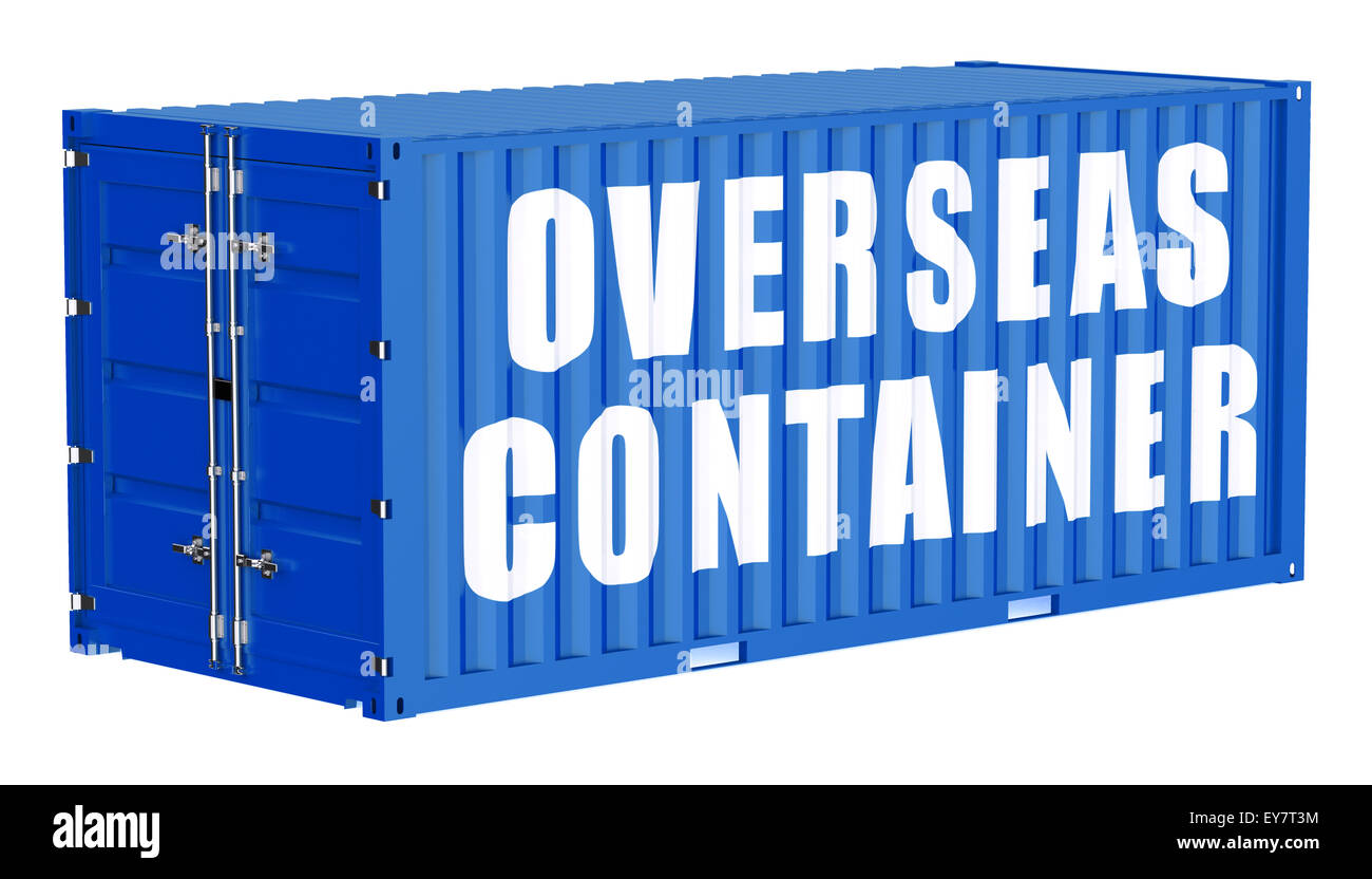 Contenitore di carico, il concetto d'oltremare isolati su sfondo bianco Foto Stock