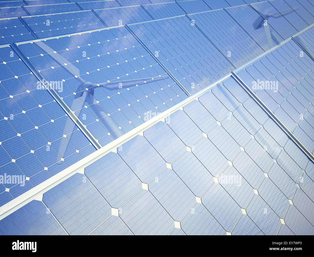 Fila di pannelli solari fotovoltaici - Energia rinnovabile concept Foto Stock