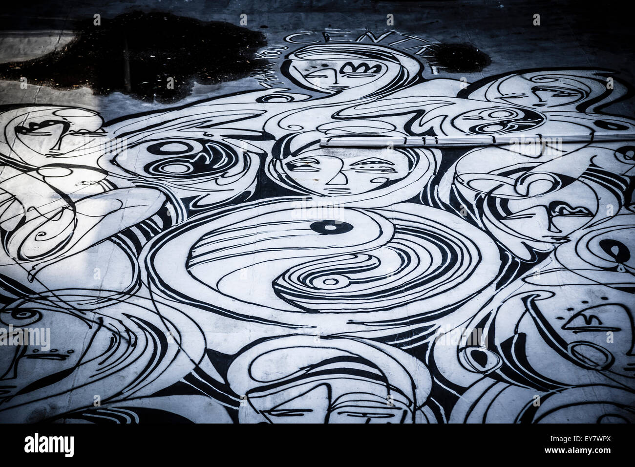 Muro di Graffiti. Arte Urbana sfondo vettoriale. Brooklyn Foto Stock