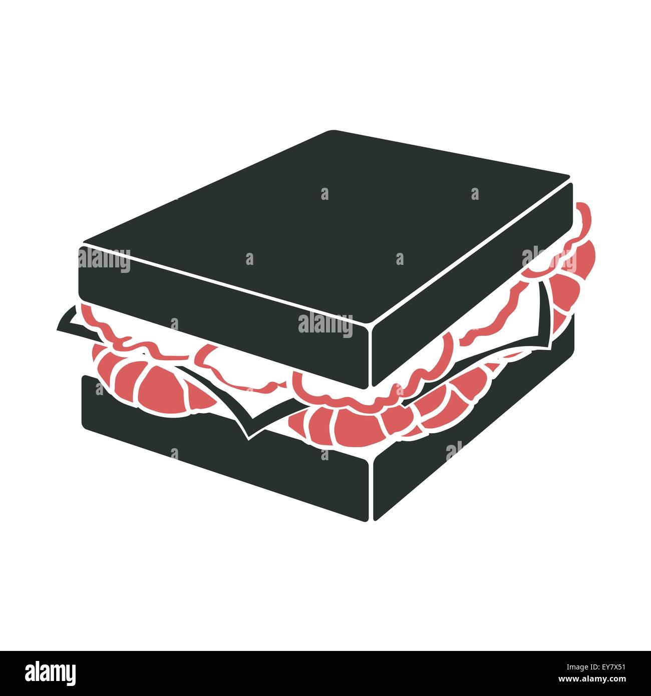 Illustrazione di un delizioso sandwich gamberetti in due colori solidi Illustrazione Vettoriale