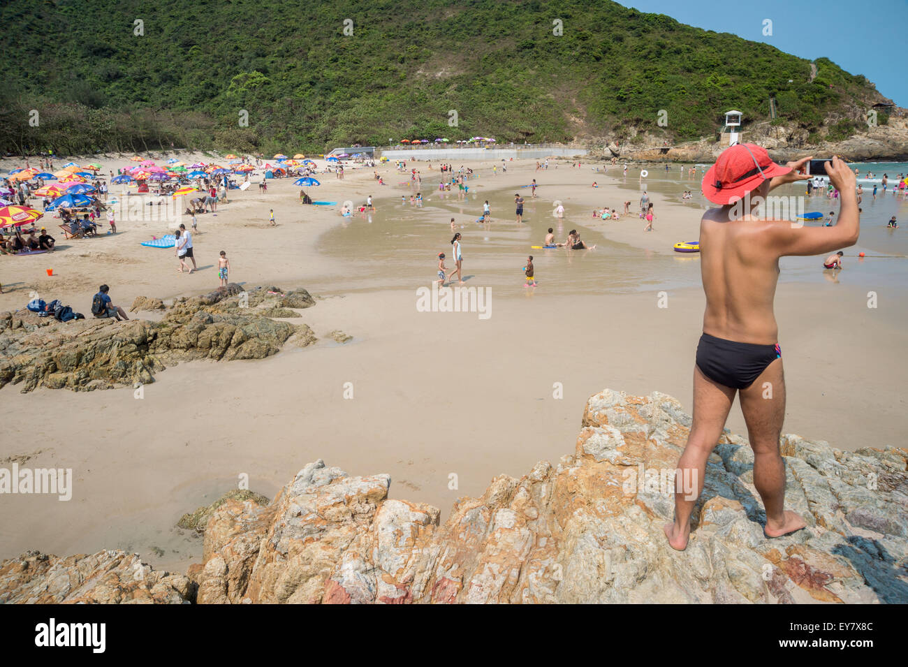 Big Wave Bay Beach, Shek O, Hong Kong Foto Stock