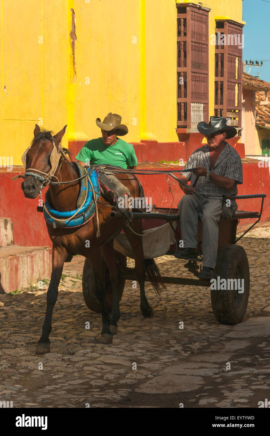 Locali di trasporto di cavalli in Trinidad, Cuba Foto Stock
