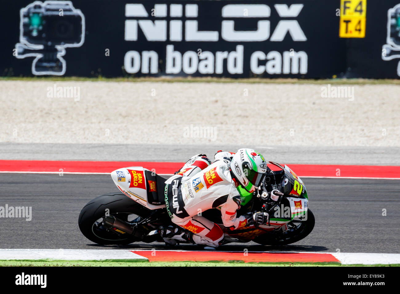 Misano Adriatico, Italia - 20 Giugno 2015: Kawasaki ZX-6R di San Carlo Team Italia Team, pilotato da Rinaldi Michael Ruben Foto Stock