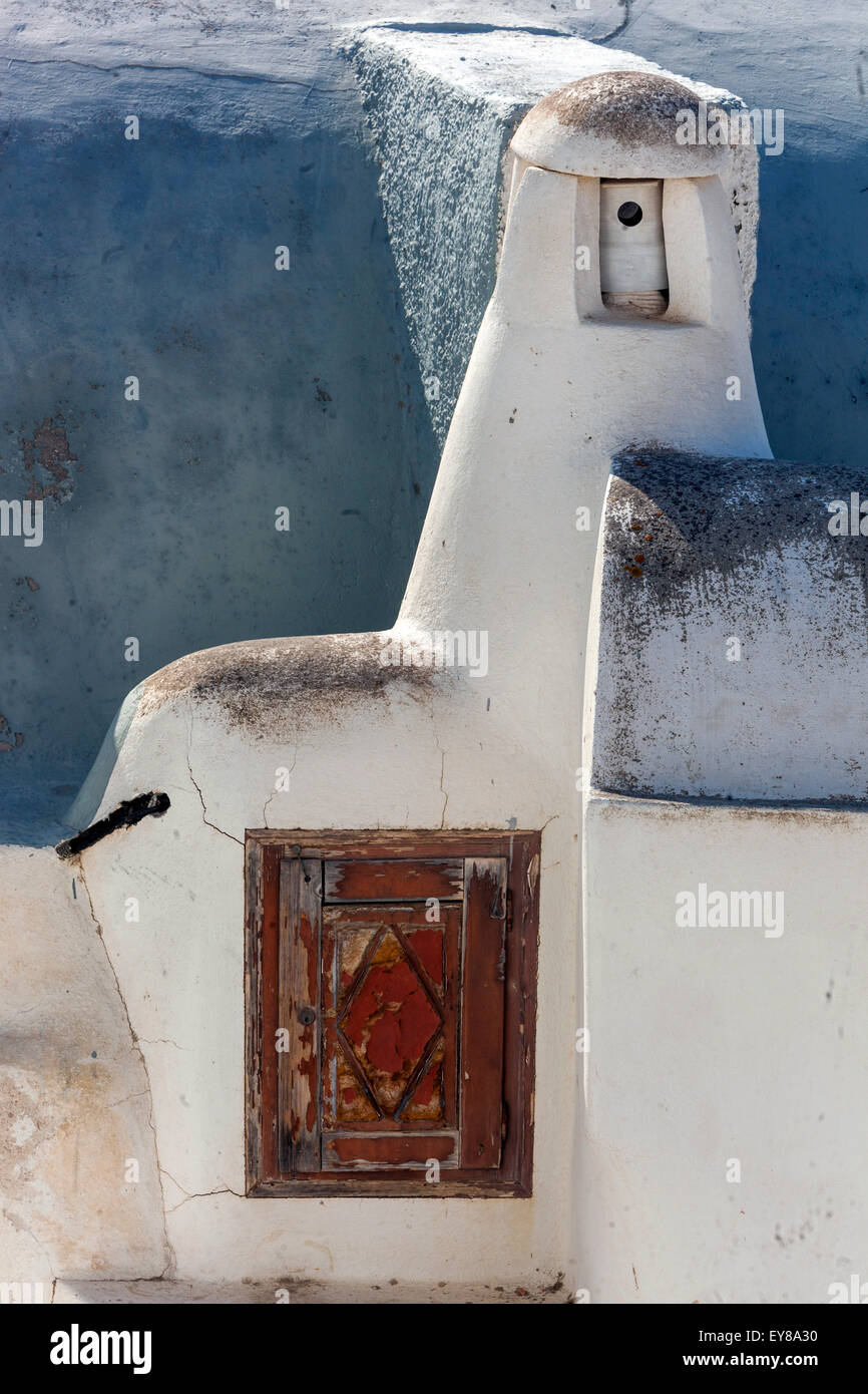 Terrazza, house, tetto, Santorini, Cicladi Grecia, Europa Foto Stock