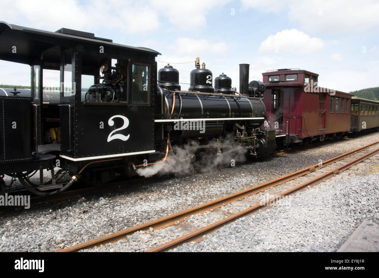 Il Galles ; Merthyr Tydfil; PONTSTICILL; BREC0N ferrovia di montagna; LOCO NO.2, Guardia di VAN E CARRELLI Foto Stock