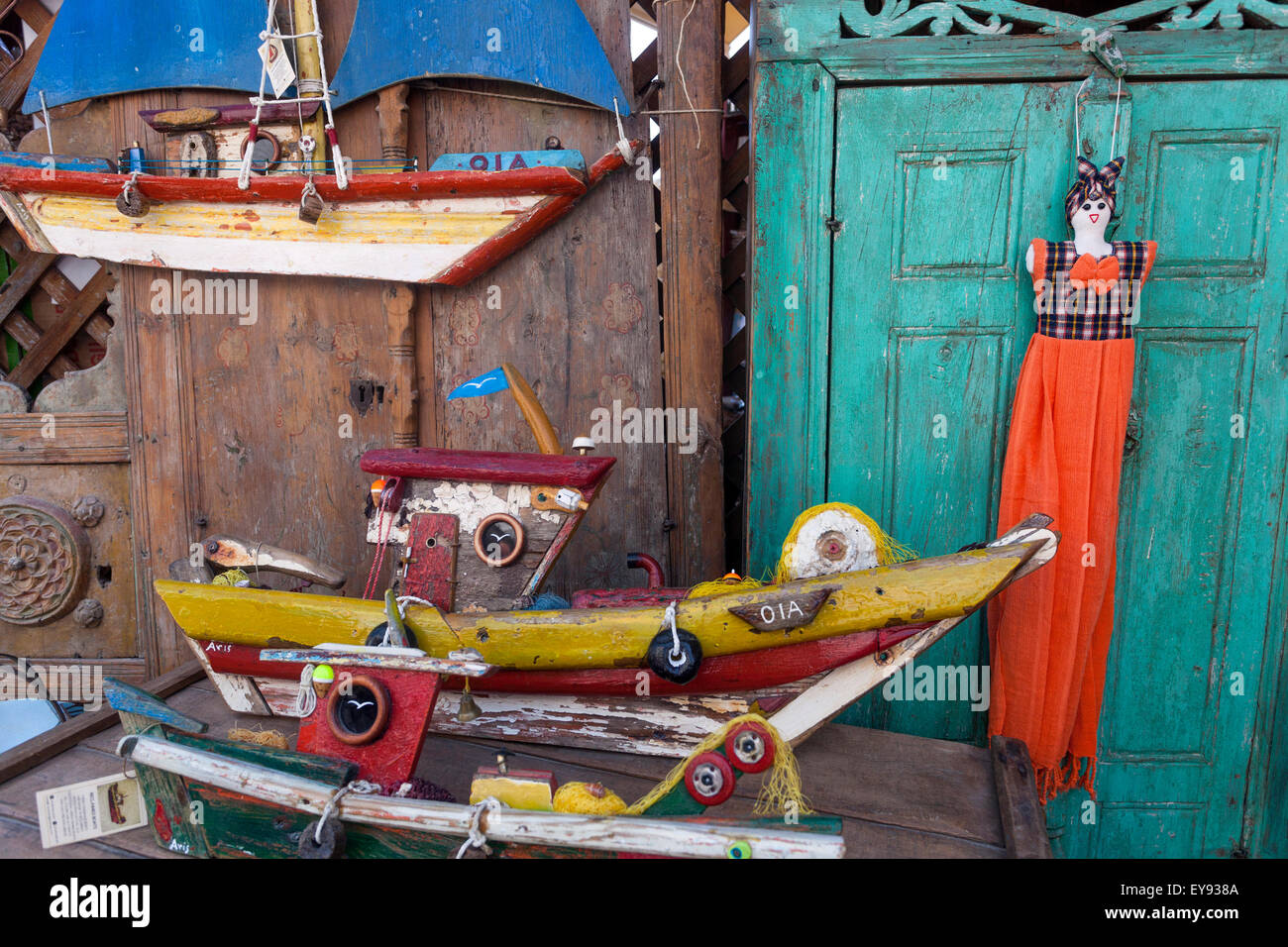 Negozio di souvenir shop, Oia - Santorini, Cicladi Grecia, Europa Foto Stock