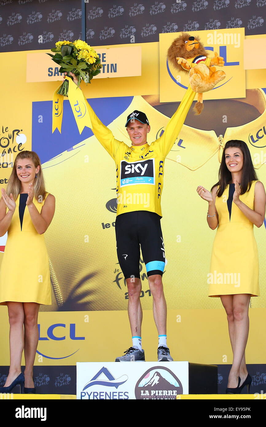 Victoire Chris Froome - Team Sky - 14.07.2015 - Tour de France 2015 - Etape 10 - Tarbes/La Pierre Saint Martin.Photo : Blondau/Aop premere/Icona Sport. *** Caption locale Foto Stock