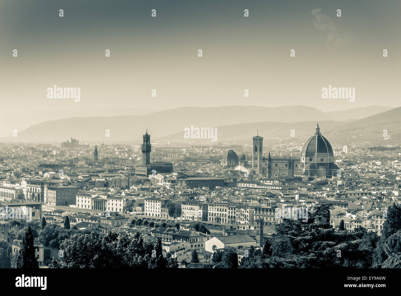 Cattedrale di Firenze con la sua cupola del Brunelleschi. Firenze, Italia. Foto Stock