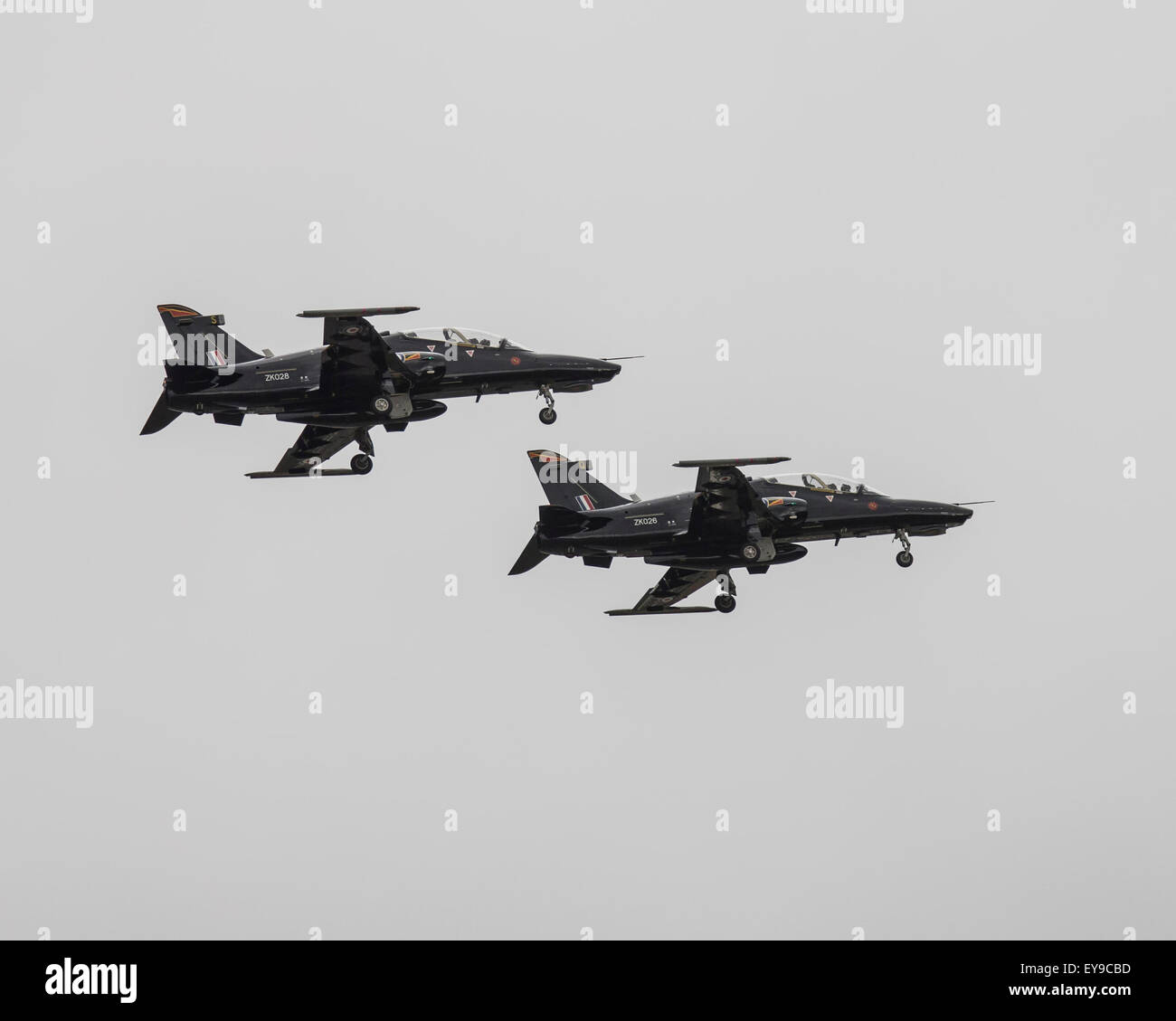 La RAF Hawk T2 Ruolo Demo Team battenti al 2015 Royal International Air Tattoo Foto Stock