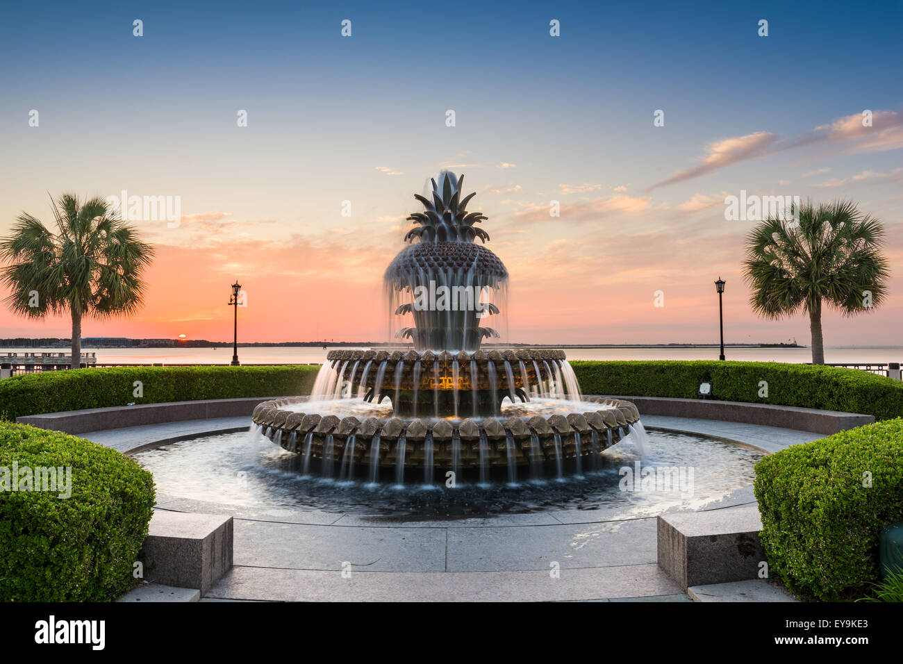 Charleston, Carolina del Sud, Stati Uniti d'America al Waterfront Park Ananas Fontana. Foto Stock