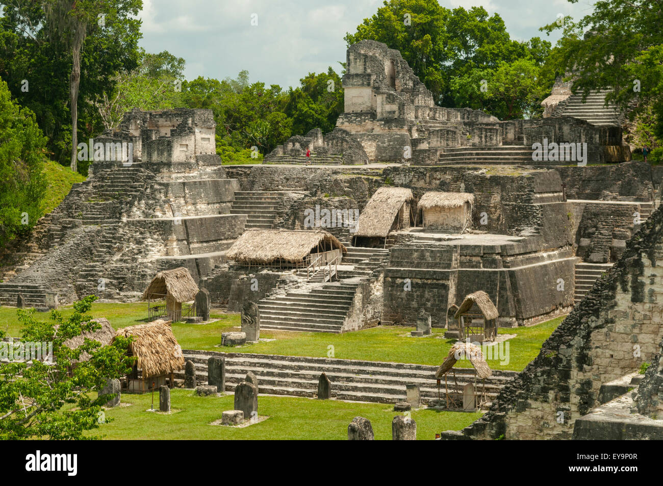 Grand Plaza, Tikal, Guatemala Foto Stock