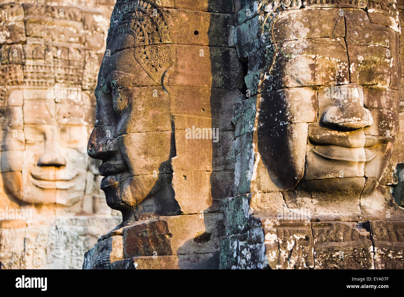 Profilo di Avalokiteshvara statua dal tempio Bayon, Angkor,Siem Reap,Cambogia Foto Stock
