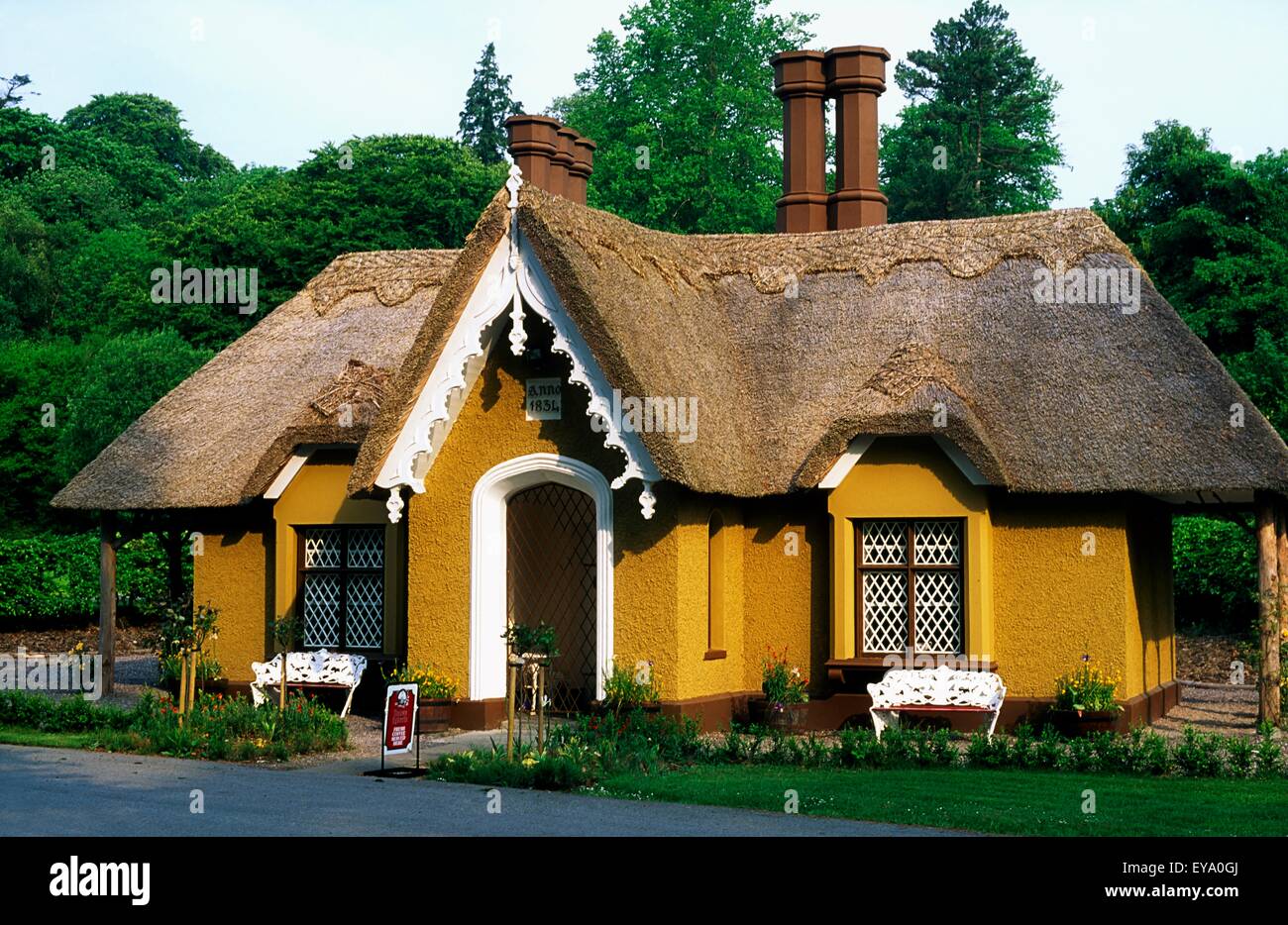 Cottage tradizionale Ornee, Kilarney, Co. Kerry, Irlanda Foto Stock