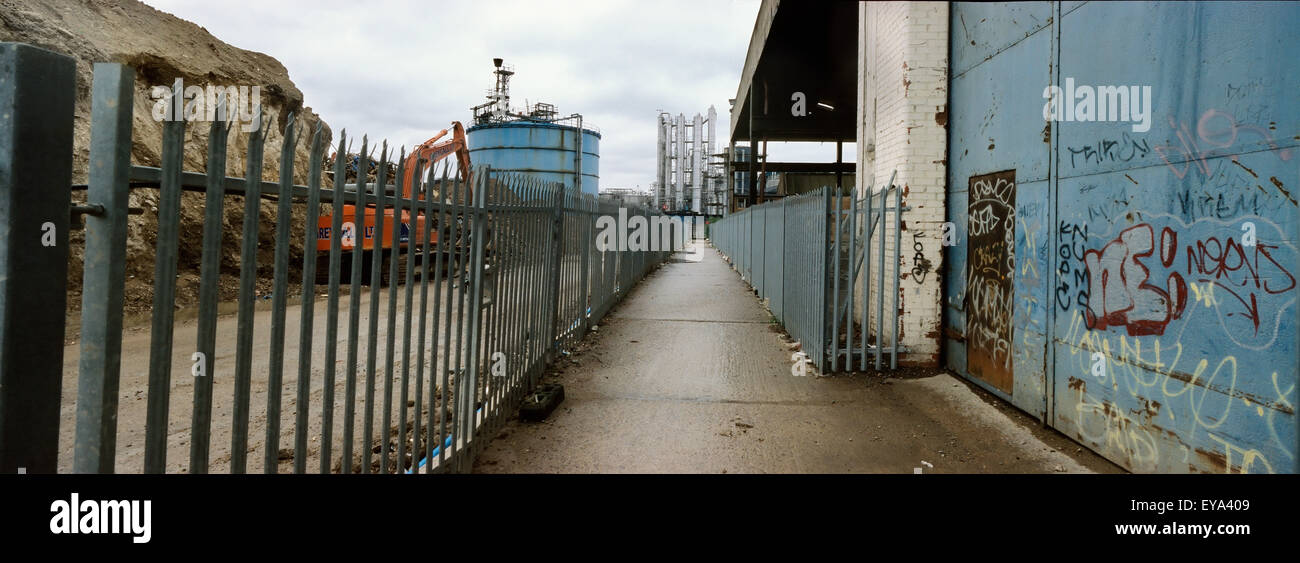 Post-industriale Wasteland sulle rive del Tamigi, Greenwich,South London,l'Inghilterra,UK Foto Stock
